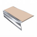 Square Aluminium Stair Nosing 2.44m | 46mm Tread | 25mm Ri, sahara insert, Mirrorflect Silver finish