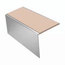 Square Aluminium Stair Nosing 2.75m 56mm Tread Single, sahara insert, Satin Silver finish