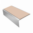 Square Aluminium Stair Nosing 2.44m | 46mm Tread | 25mm Ri, sahara insert, Satin Silver finish