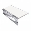 Square Aluminium Stair Nosing 2.44m | 46mm Tread | 25mm Ri, white insert, Mirrorflect Silver finish