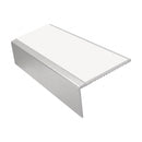 Square Aluminium Stair Nosing 2.44m | 46mm Tread | 25mm Ri, white insert, Satin Silver finish