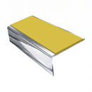 Square Aluminium Stair Nosing 2.44m | 46mm Tread | 25mm Ri, yellow insert, Mirrorflect Silver finish