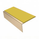 Square Aluminium Stair Nosing 2.44m | 46mm Tread | 25mm Ri, yellow insert, Satin Bronze finish