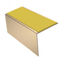Square Aluminium Stair Nosing 2.75m 56mm Tread Single, yellow insert, Satin Bronze finish