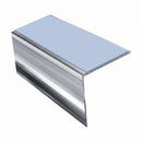 Square Aluminium Stair Nosing 2.75m 56mm Tread Single, aura insert, Mirrorflect Silver finish