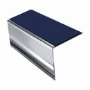 Square Aluminium Stair Nosing 2.75m 56mm Tread Single, dark blue insert, Mirrorflect Silver finish