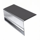 Square Aluminium Stair Nosing 2.75m 56mm Tread Single, dark grey insert, Mirrorflect Silver finish
