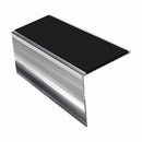 Square Aluminium Stair Nosing 2.75m 56mm Tread Single, premium black insert, Mirrorflect Silver finish