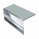 Square Aluminium Stair Nosing 2.75m 56mm Tread Single, sage green insert, Mirrorflect Silver finish