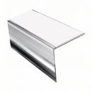 Square Aluminium Stair Nosing 2.75m 56mm Tread Single, white insert, Mirrorflect Silver finish
