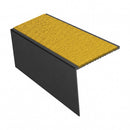 Square edge aluminium stair nosing, 56mm tread, brimstone (safety yellow) exterior grip insert, satin black finish