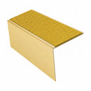 Square edge aluminium stair nosing, 56mm tread, brimstone (safety yellow) exterior grip insert, satin gold finish