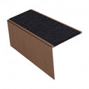Square edge aluminium stair nosing, 56mm tread, coal (black) exterior grip insert, dark bronze finish