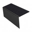 Square edge aluminium stair nosing, 56mm tread, coal (black) exterior grip insert, satin black finish