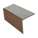 Square edge aluminium stair nosing, 56mm tread, everest (light grey) exterior grip insert, dark bronze finish