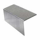 Square edge aluminium stair nosing, 56mm tread, everest (light grey) exterior grip insert, mill finish finish