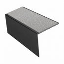 Square edge aluminium stair nosing, 56mm tread, everest (light grey) exterior grip insert, satin black finish