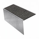 Square edge aluminium stair nosing, 56mm tread, obsidian (dark charcoal) Mor Grip insert, mill finish finish