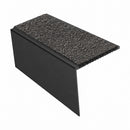 Square edge aluminium stair nosing, 56mm tread, obsidian (dark charcoal) Mor Grip insert, satin black finish