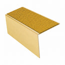 Square edge aluminium stair nosing, 56mm tread, solar (golden yellow) Mor Grip insert, satin gold finish