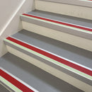 60x55mm aluminium stair nosing with red insert and green glow strip fitted to school stairs