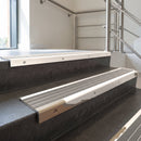63.3x30mm square front aluminium stair nosing, light bronze with cloud castellated insert