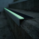 66x32mm outdoor grade stair nosing glowing green along the step edge in the dark during a power cut, no wiring or power needed