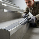 Heavy Duty Square Aluminium Stair Nosing with Single Insert, 2.75m Length, 32mm Riser, Slip-Resistant for Medium Carpets & Smooth Flooring