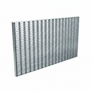 Galvanised steel open mesh flooring grating panel isolated on white studio background