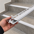 Aluminium Tile-In Stair Nosing with Replaceable Anti-Slip Insert | 2.5m | 9mm & 11mm | Porcelain & Stone Stairs