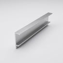 Length of matt brushed aluminium landing edge angle trim showing the 32mm upstand and the recess behind it