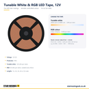 Tunable white 3000K to 6000K and RGB 12V LED tape reels with output and driver sizing guide