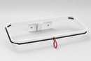 Single white steel wall mounted sack holder without a lid on a studio background
