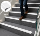 Carpet stair nosing with white anti-slip rubber insert