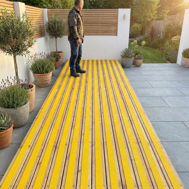 Premium Heavy Duty Anti Slip Decking Strips 1000mm - GRP Non Slip Safety Strips for Garden, Steps & Patio with Easy Installation