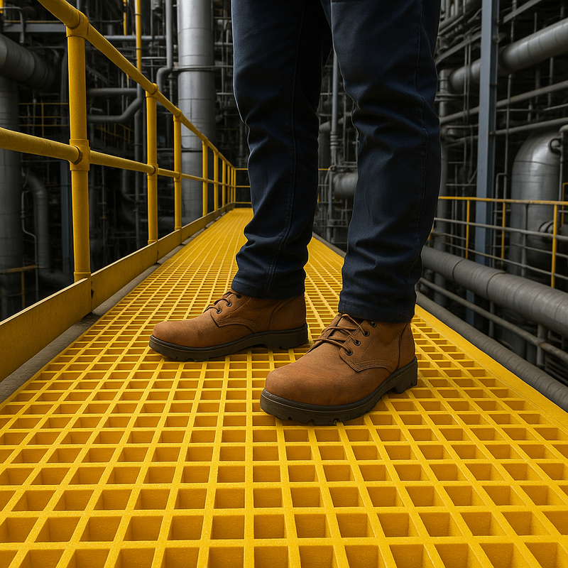 50mm GRP Open Mesh Grating for Ramps, Walkways & Covers - Slip-Resistant, Corrosion-Resistant - Ideal for Industrial & Chemical Environments