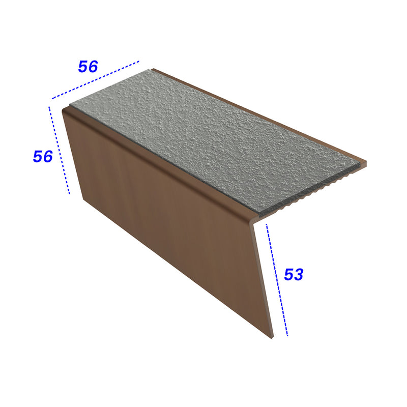 Rake Back Aluminium Stair Nosing with MorGrip Inserts Durable Single Channel for Vinyl, Lino & Carpet Custom Finishes Available 2.44m to 3.22m