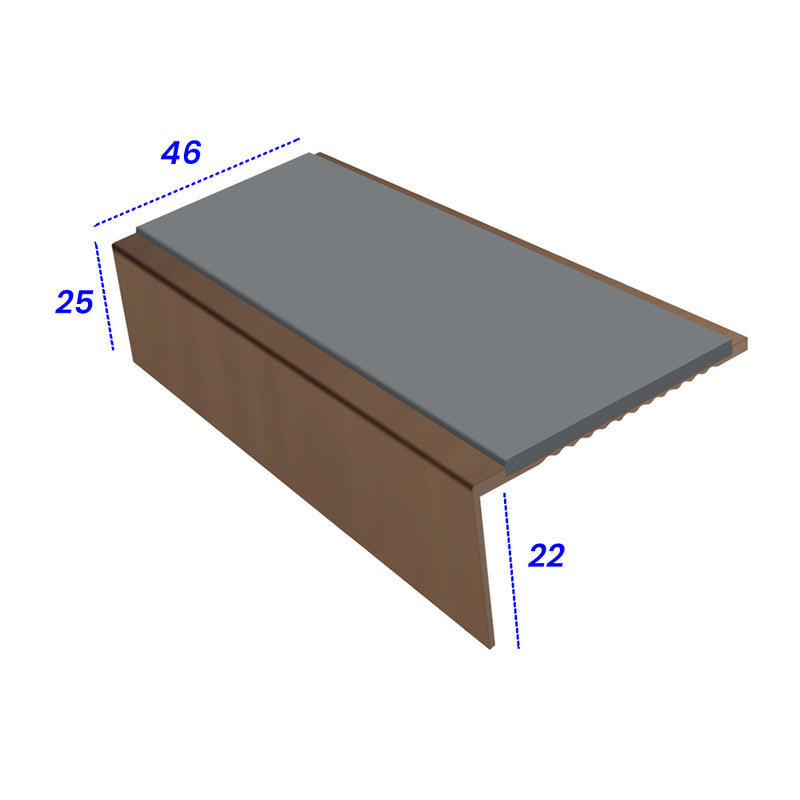 Square Aluminium Stair Nosing Single Channel 2.44m 25mm Riser Slip-Resistant PVC Inserts for Vinyl, Lino, Lightweight Carpets Safe Domestic Solution