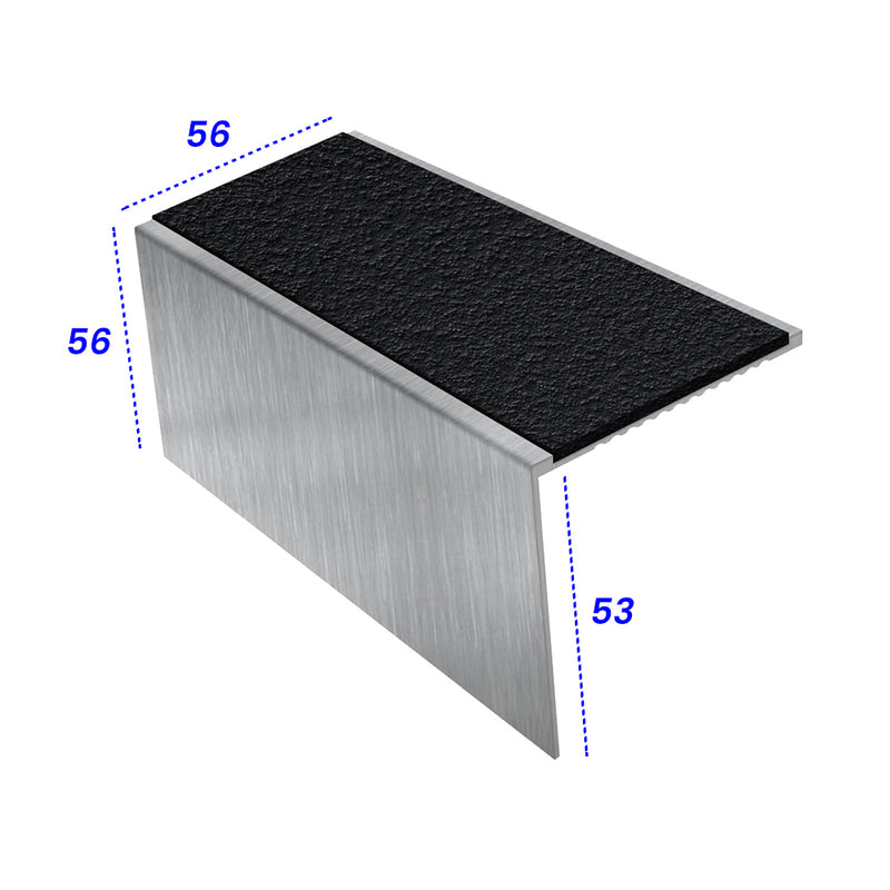 Square Aluminium Stair Nosing Single Channel with MorGrip & Exterior Inserts