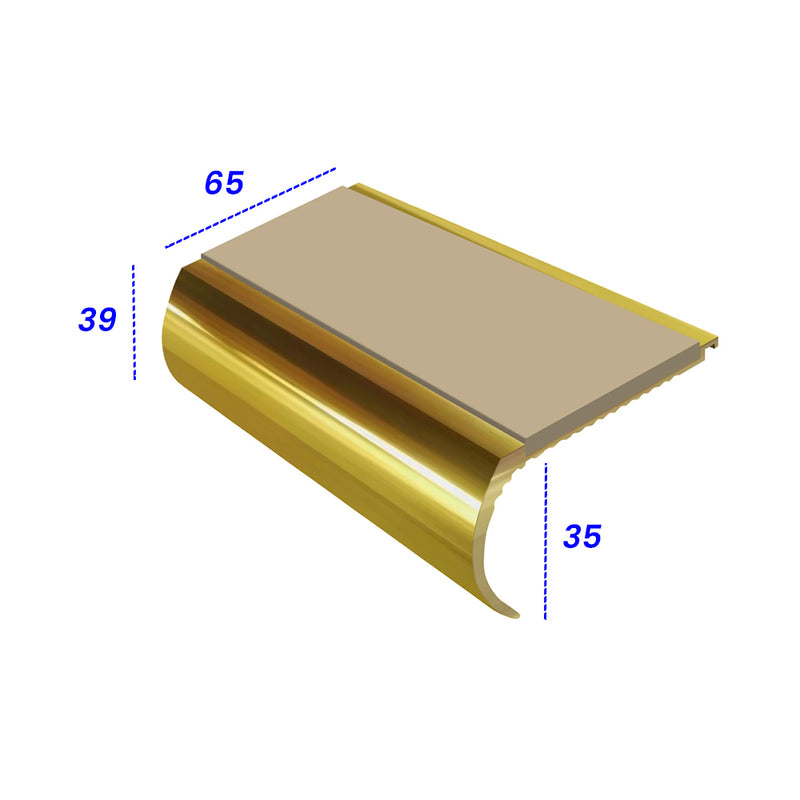 Heavy Duty Bullnose Aluminium Stair Nosing 2.75m, Single Insert, 39mm Riser, Slip-Resistant, Durable for High-Traffic Areas, Ideal for Home & Business