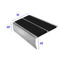 Heavy Duty Chevron Aluminium Stair Nosing 2.44m, Double Insert, 40mm Riser, Slip-Resistant, Durable for High-Traffic Areas, Ideal for Home & Business