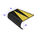 Anti slip stair nosing with bullnose design showing 91mm width, 53mm height and 48mm depth dimensions
