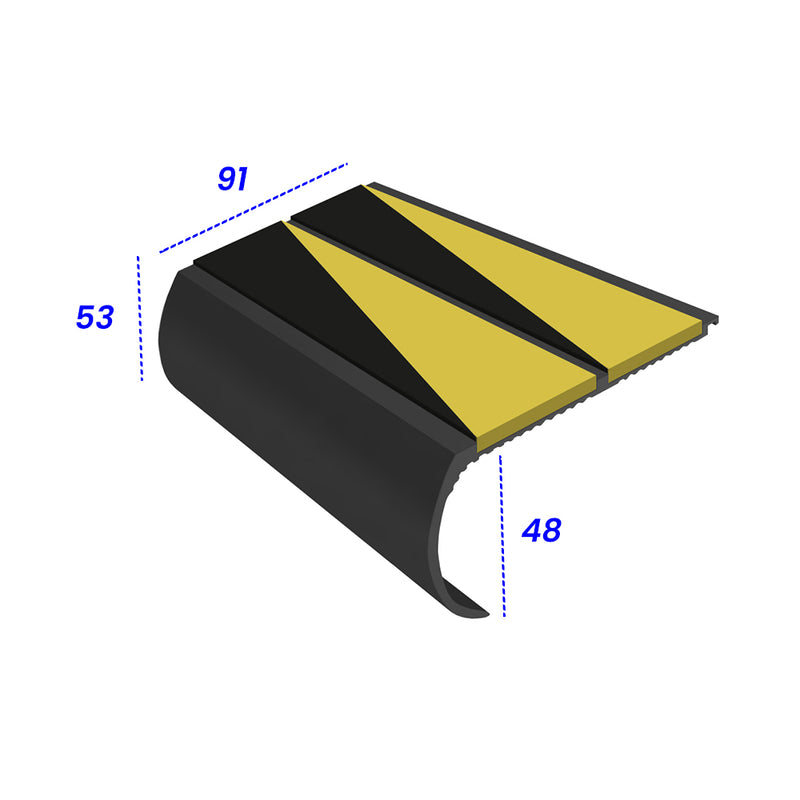 Heavy Duty Bullnose Aluminium Stair Nosing 3.22m Double Insert 53mm Riser Slip-Resistant Durable Ideal for High-Traffic Areas