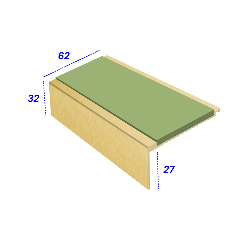 Heavy Duty Square Aluminium Stair Nosing with Single Insert, 2.44m Length, Slip-Resistant, Durable for Medium Carpets & Smooth Flooring