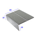 Rake Back Double Channel Aluminium Stair Nosing with MorGrip, 85mm Tread, Slip-Resistant PVC Inserts, Compatible with Vinyl, Lino & Lightweight Carpets