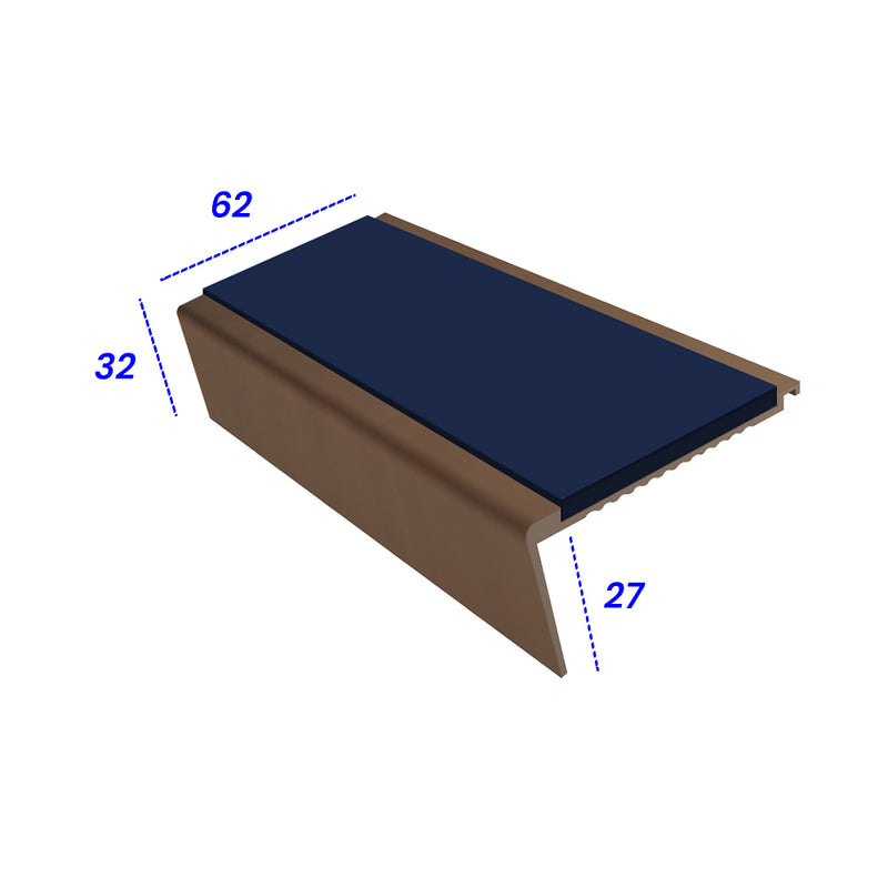 Heavy Duty Rake Back Aluminium Stair Nosing 3.22m Slip-Resistant, Durable, Single Channel Profile for Medium-Weight Carpets & Smooth Flooring