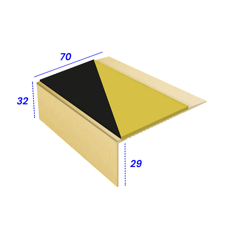 Square Aluminium Stair Nosing Ramp Back, Single Channel 3.22m Length Slip-Resistant PVC Insert Durable for Vinyl & Wood Flooring