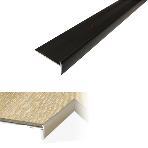 Dark Slate Gray Aluminium Stair Nosing For 44mm x 20.5mm Luxury Click Vinyl Flooring