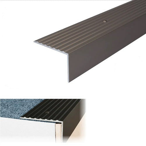 Dim Gray Heavy Duty Aluminium Stair Nosing 65mm x 42mm For Wooden And Carpet Floor