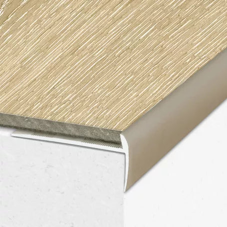 Tan Aluminium Stair Nosing For 44mm x 20.5mm Luxury Click Vinyl Flooring